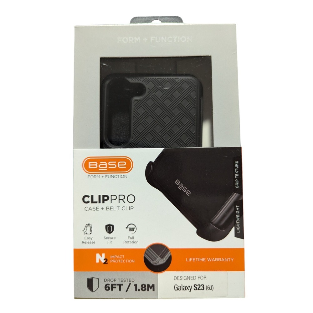 A3. Base ClipPro Case + Belt Clip For Samsung Galaxy S23, In Black